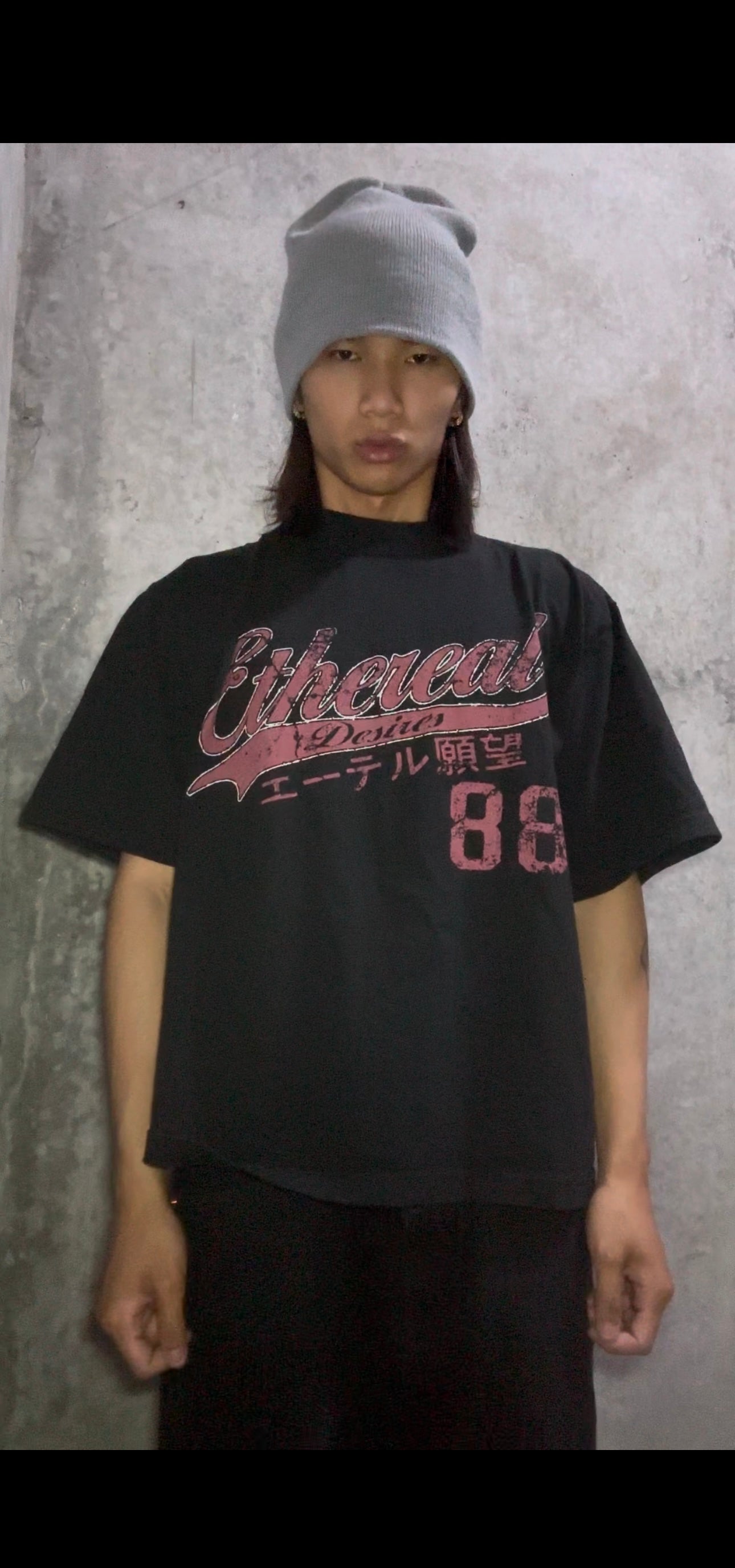 Ethereal Desires Drop Shoulder Boxy Garment Tee Black