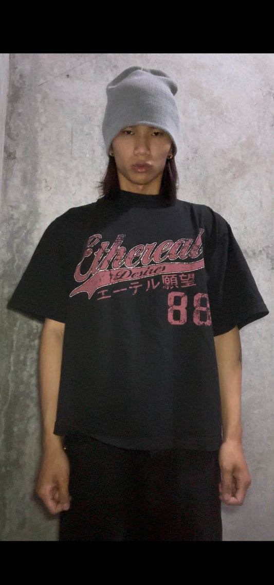 Ethereal Desires Drop Shoulder Boxy Garment Tee Black